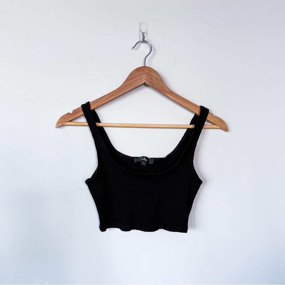 3/$20⚡️ Lulus Ribbed Black Cropped Tank Top Sleeveless Scoop Neck Casual
